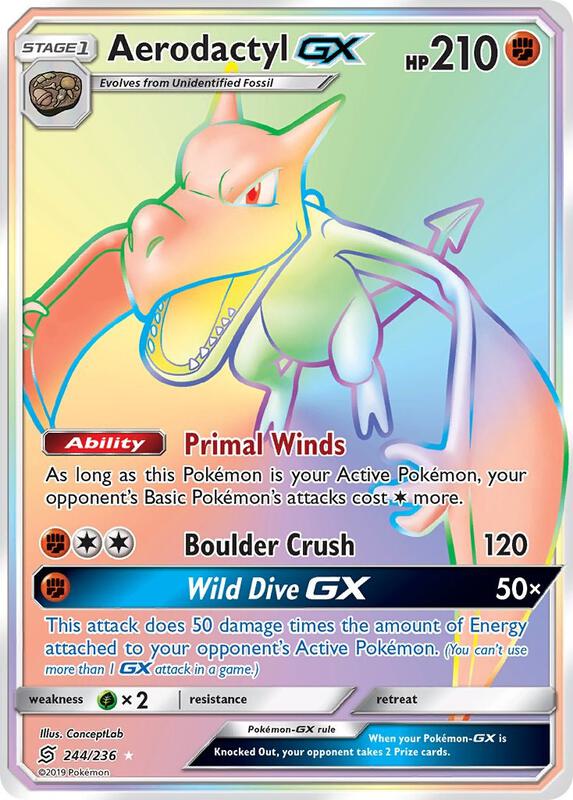 Aerodactyl GX (Secret) Pokemon card from SM - Unified Minds