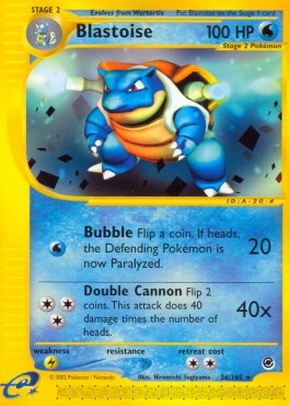 Blastoise Pokemon card from Expedition Base Set