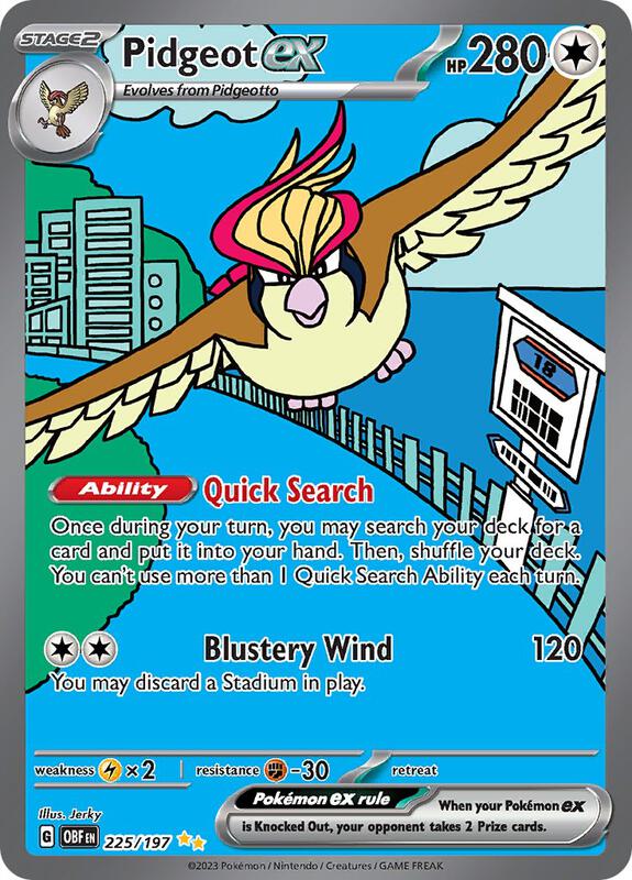 Pidgeot ex Pokemon card from SV03: Obsidian Flames