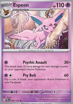 Espeon Pokemon card from Prismatic Evolutions