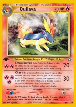 Quilava Pokemon card from Neo Genesis