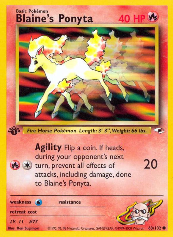Blaine's Ponyta Pokemon card from Gym Heroes