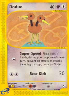 Doduo Pokemon card from Aquapolis