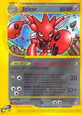 Scizor Pokemon card from Aquapolis