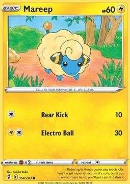 Mareep Pokemon card from Evolving Skies