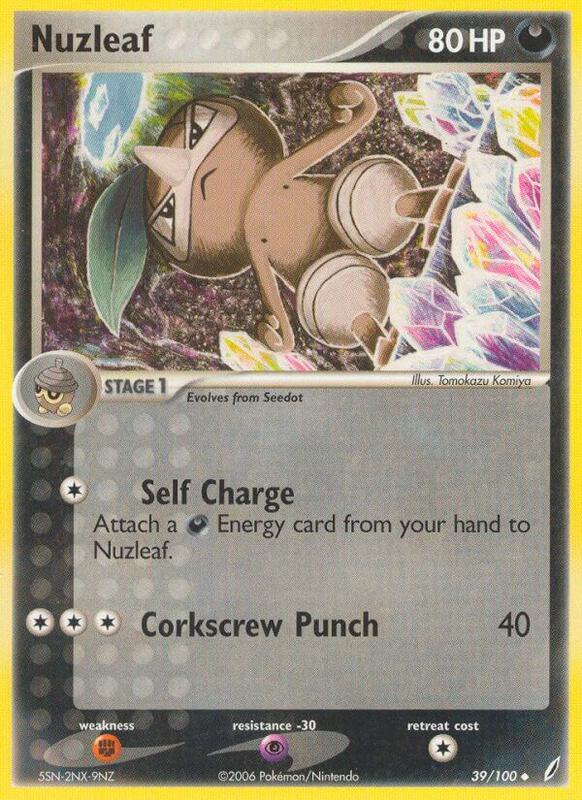 Nuzleaf Pokemon card from Crystal Guardians