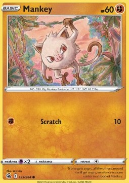Mankey Pokemon card from Fusion Strike