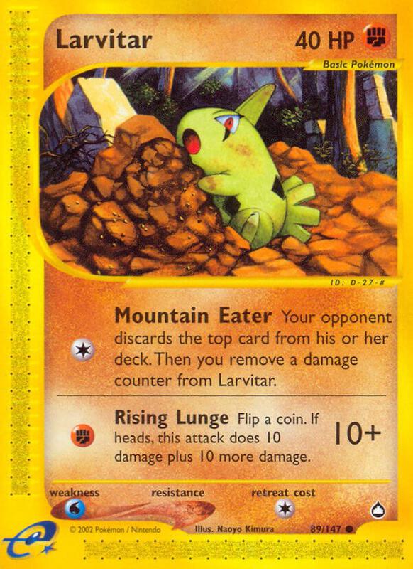 Larvitar Pokemon card from Aquapolis