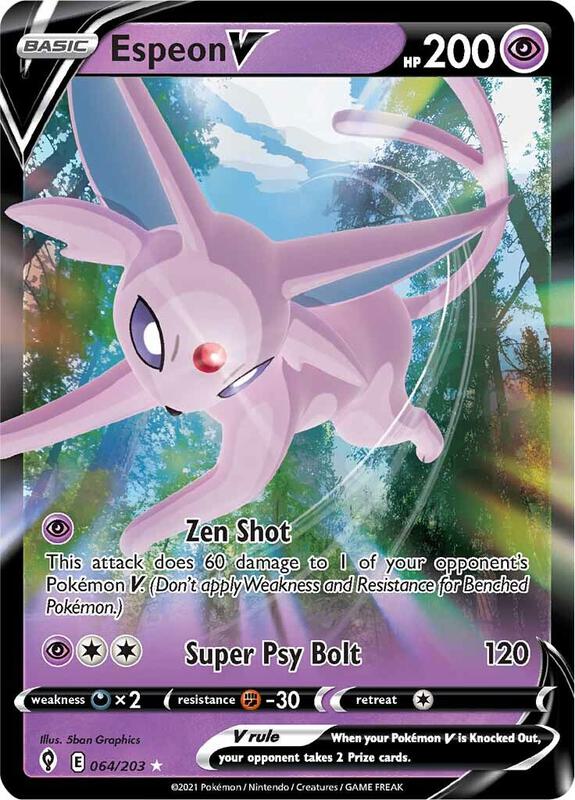 Espeon V Pokemon card from SWSH07: Evolving Skies