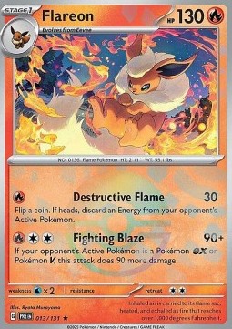 Flareon Pokemon card from Prismatic Evolutions Additionals