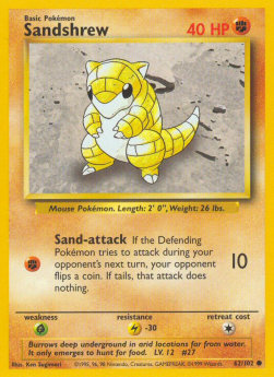 Sandshrew Pokemon card from Base Set
