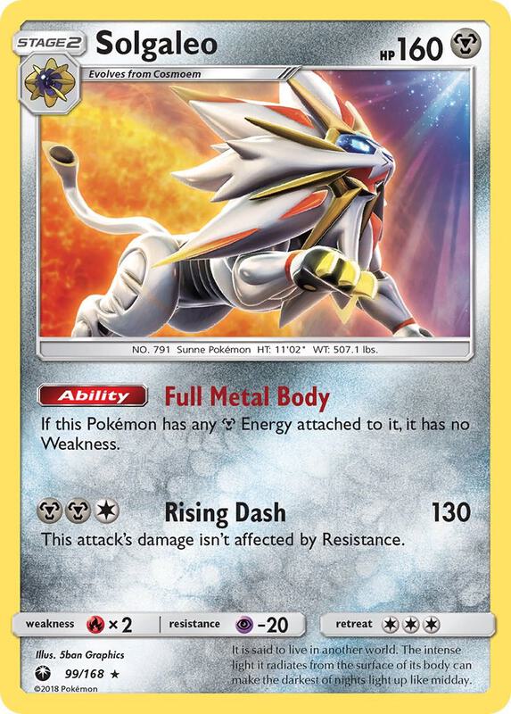 Solgaleo Pokemon card from SM - Celestial Storm