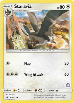 Staravia (4) Pokemon card from SM Trainer Kit: Alolan Sandslash & Alolan Ninetales