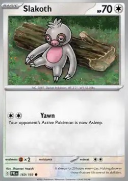 Slakoth Pokemon card from Paldea Evolved