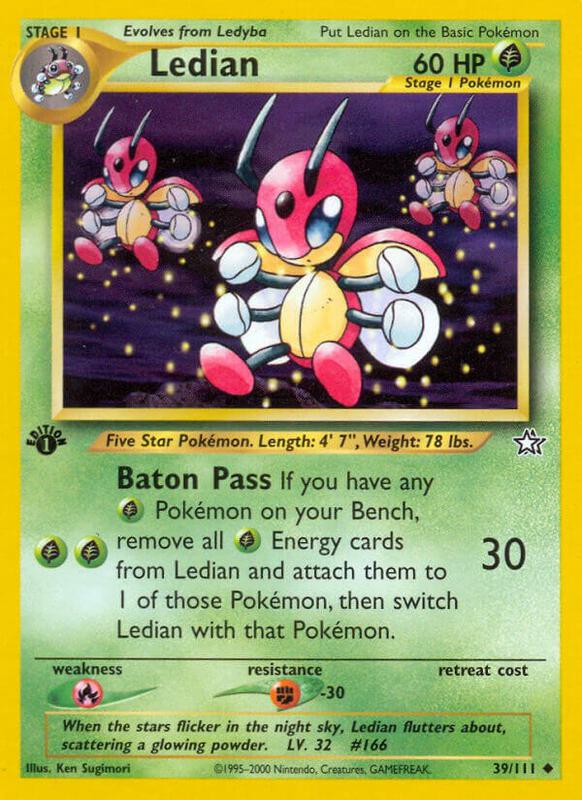 Ledian Pokemon card from Neo Genesis