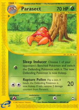 Parasect (Holo) Pokemon card from Aquapolis