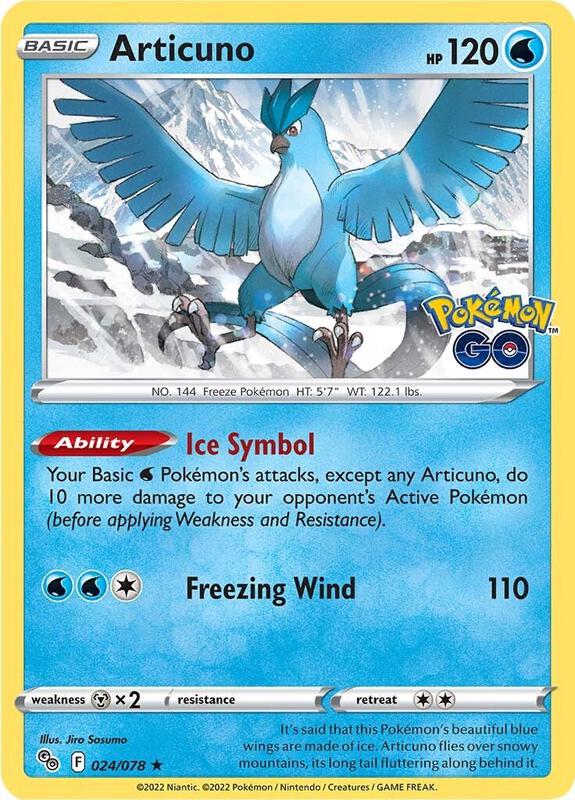 Articuno Pokemon card from Pokemon GO