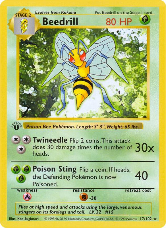 Beedrill Pokemon card from Base Set (Shadowless)