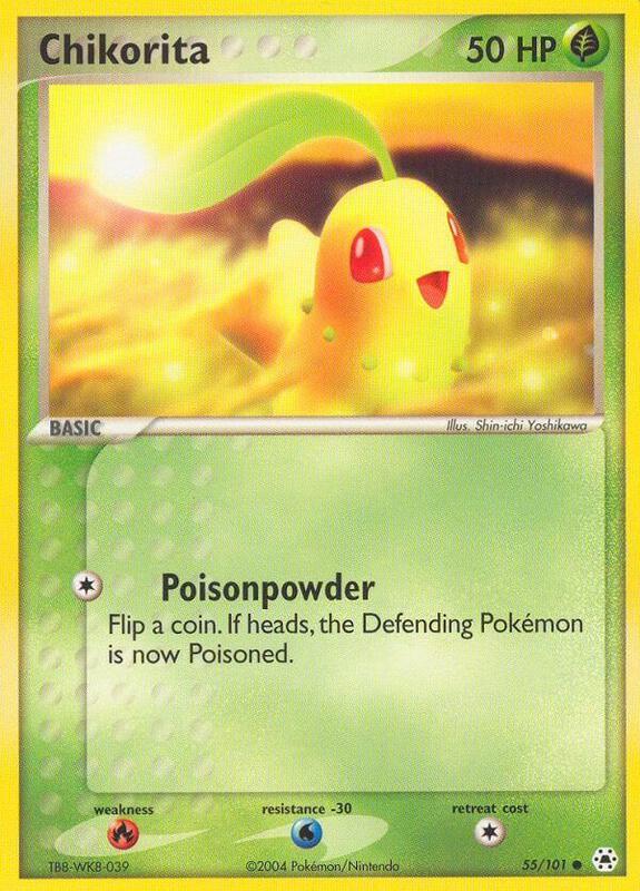 Chikorita Pokemon card from Hidden Legends