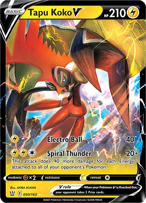 Tapu Koko V Pokemon card from SWSH05: Battle Styles