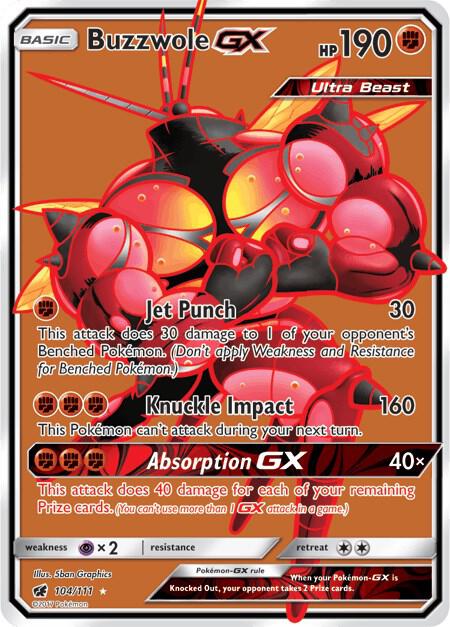 Buzzwole GX (Full Art) Pokemon card from SM - Crimson Invasion