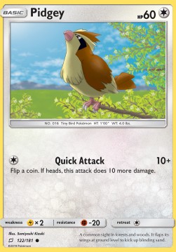 Pidgey Pokemon card from Team Up
