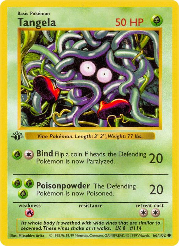 Tangela Pokemon card from Base Set (Shadowless)