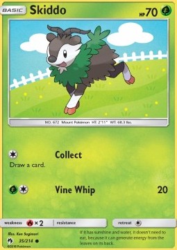 Skiddo Pokemon card from Lost Thunder
