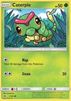 Caterpie Pokemon card from Sun Moon