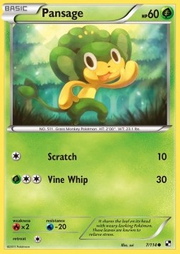 Pansage Pokemon card from Black White