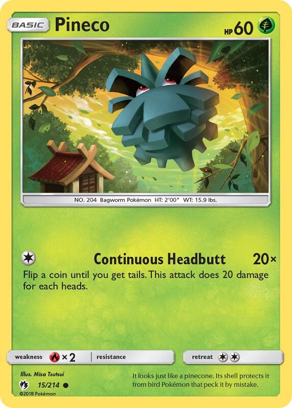 Pineco Pokemon card from SM - Lost Thunder