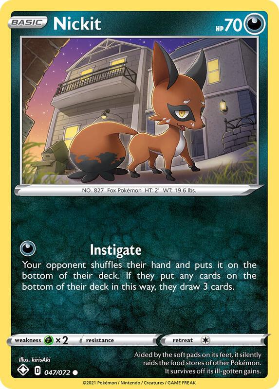 Nickit Pokemon card from Shining Fates