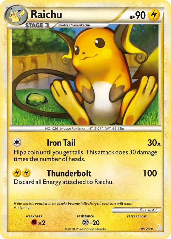 Raichu Pokemon card from HeartGold SoulSilver