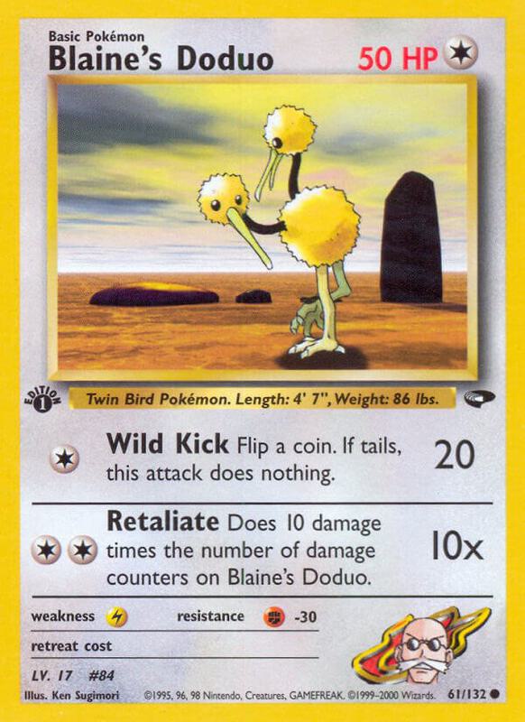Blaine's Doduo Pokemon card from Gym Challenge