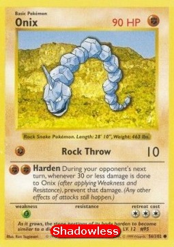 Onix Pokemon card from Base Set