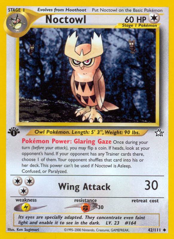 Noctowl Pokemon card from Neo Genesis