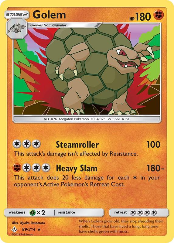 Golem Pokemon card from SM - Unbroken Bonds