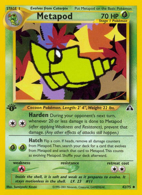 Metapod Pokemon card from Neo Discovery