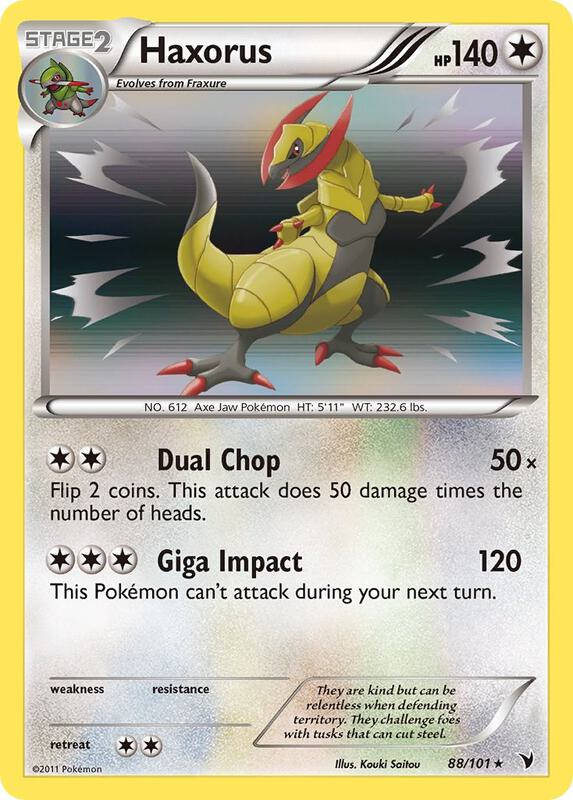 Haxorus Pokemon card from Noble Victories