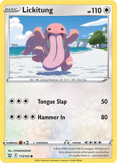 Lickitung Pokemon card from SWSH05: Battle Styles