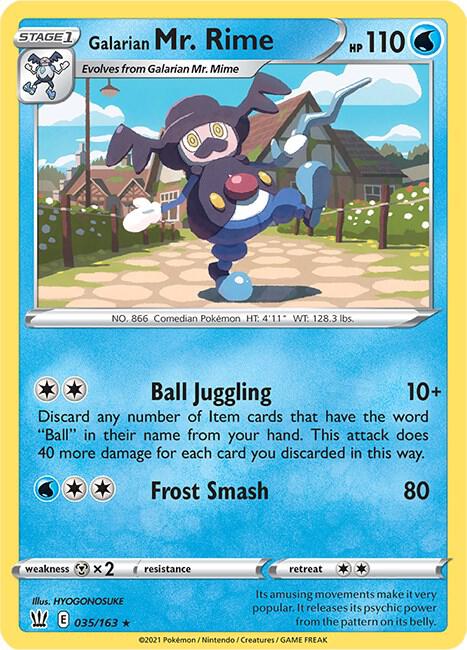 Galarian Mr. Rime Pokemon card from SWSH05: Battle Styles