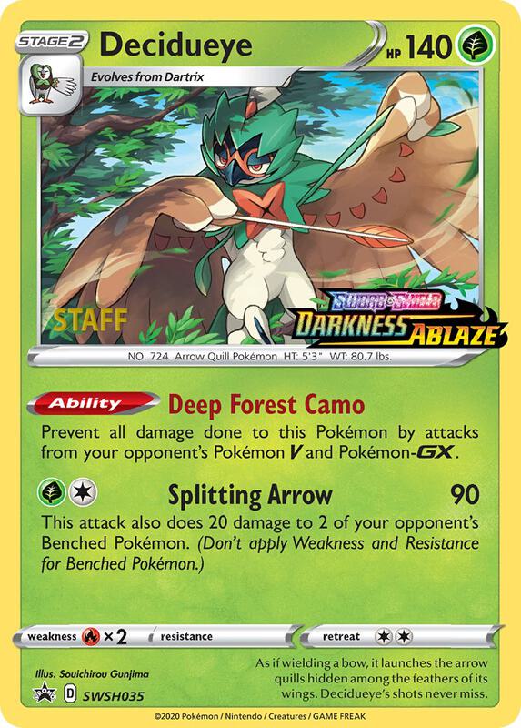 Decidueye - SWSH035 (Prerelease) [Staff] Pokemon card from SWSH: Sword & Shield Promo Cards