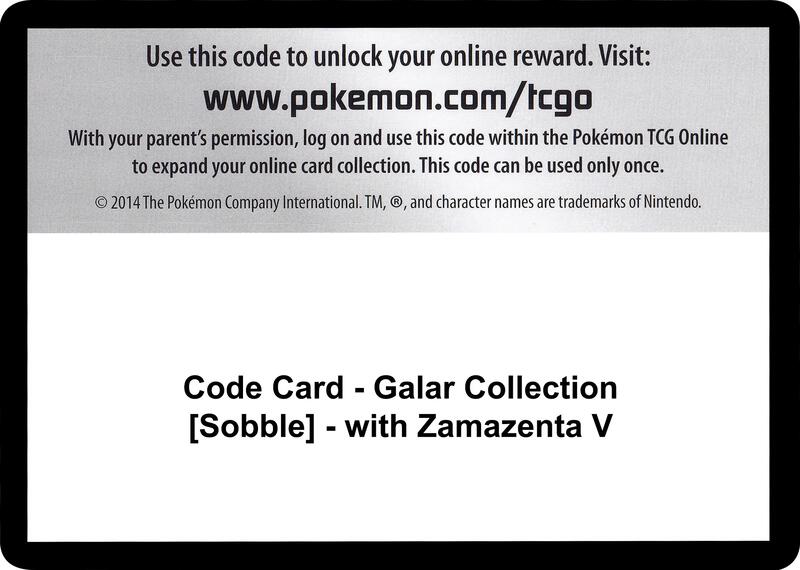 Code Card - Galar Collection [Sobble] - with Zamazenta V Pokemon card from TCG: Tempest