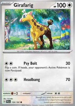 Girafarig Pokemon card from Paldea Evolved