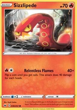 Sizzlipede Pokemon card from Sword Shield