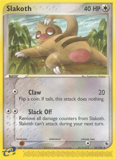 Slakoth Pokemon card from Ruby and Sapphire