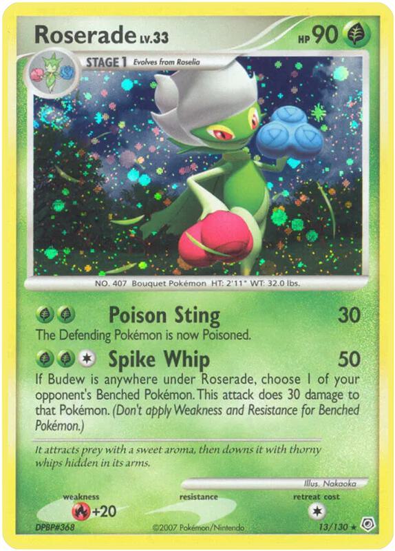 Roserade Pokemon card from Diamond and Pearl