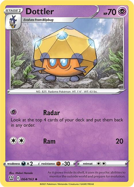 Dottler Pokemon card from SWSH05: Battle