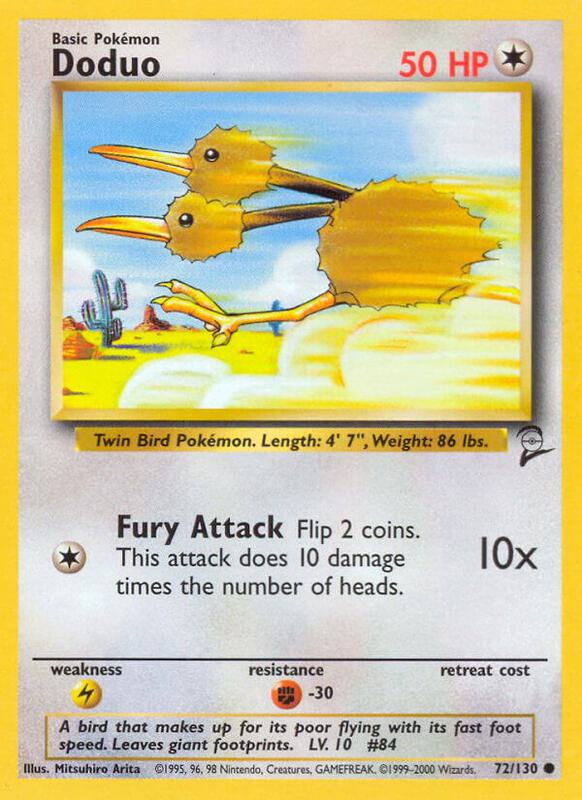 Doduo Pokemon card from Base Set 2