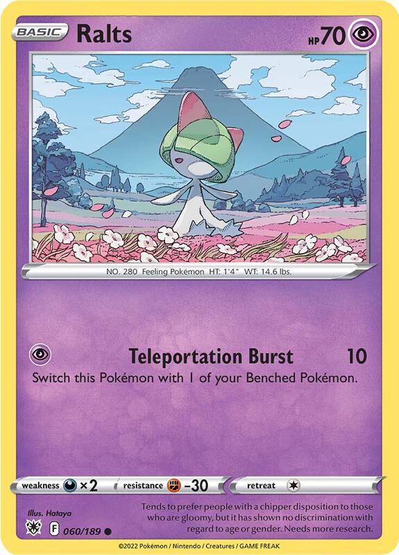 Ralts Pokemon card from SWSH10: Astral Radiance
